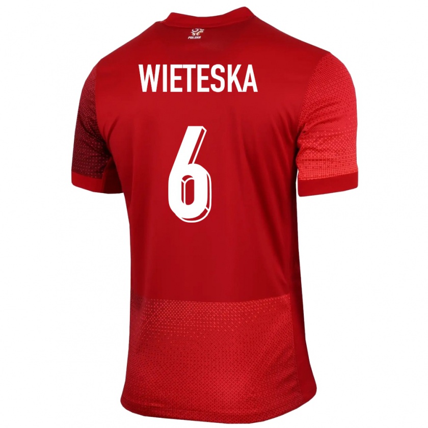 Kandiny Kinderen Polen Mateusz Wieteska #6 Rood Uitshirt Uittenue 24-26 T-Shirt België