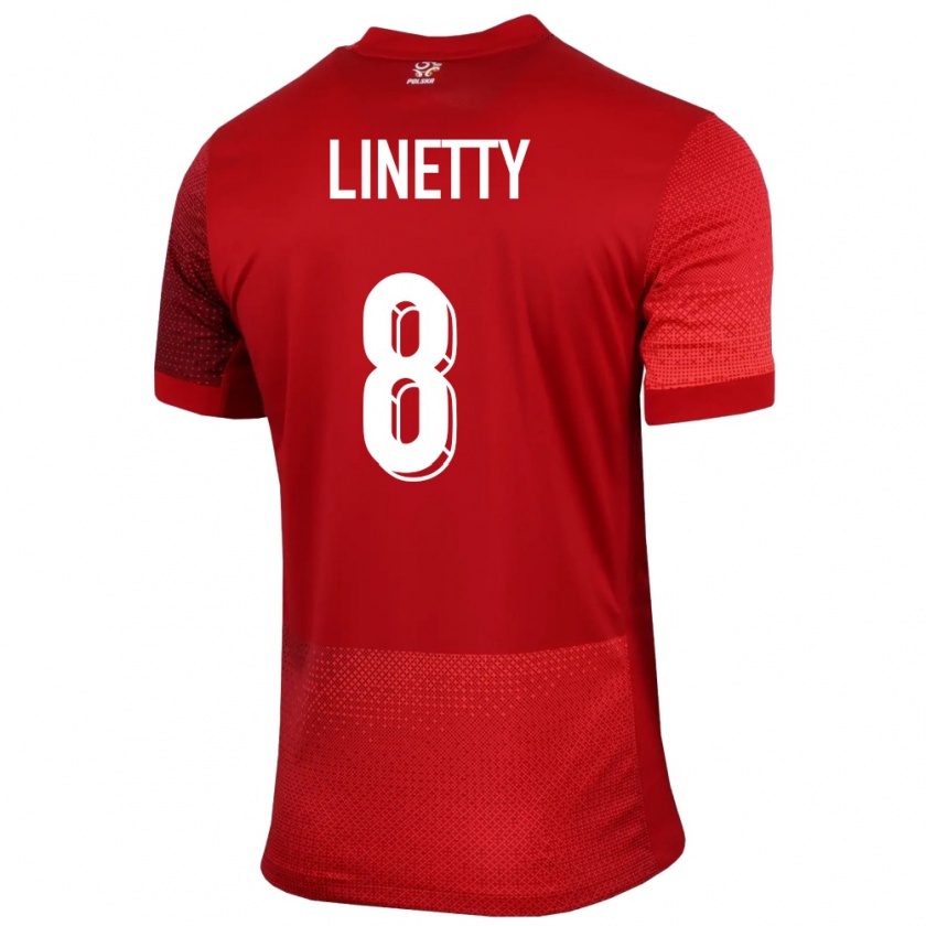 Kandiny Bambino Maglia Polonia Karol Linetty #8 Rosso Kit Gara Away 24-26 Maglietta