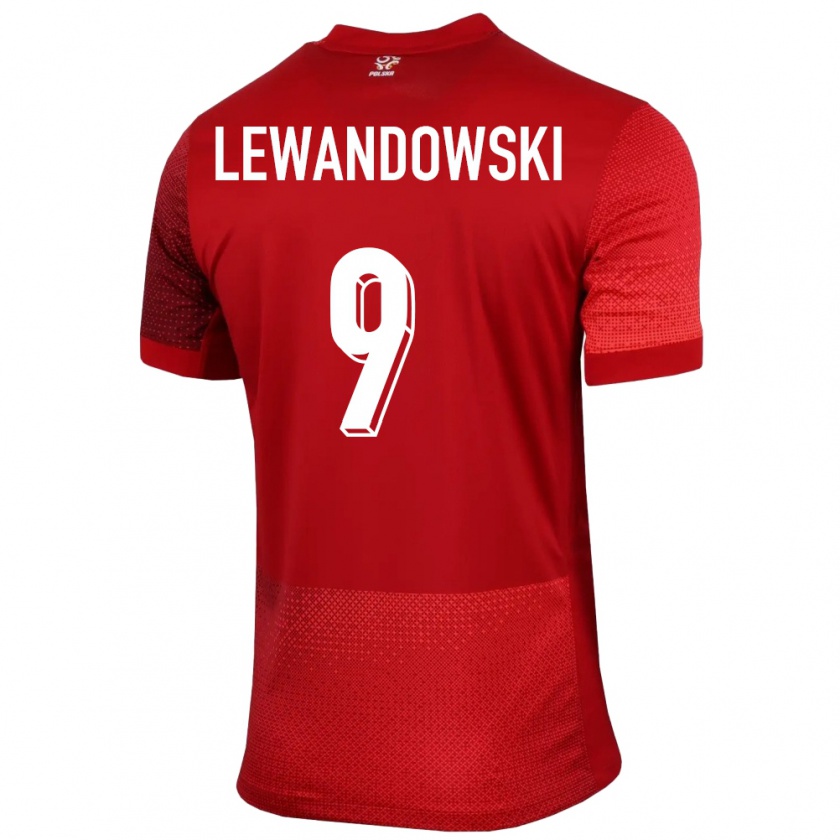 Kandiny Kinderen Polen Robert Lewandowski #9 Rood Uitshirt Uittenue 24-26 T-Shirt