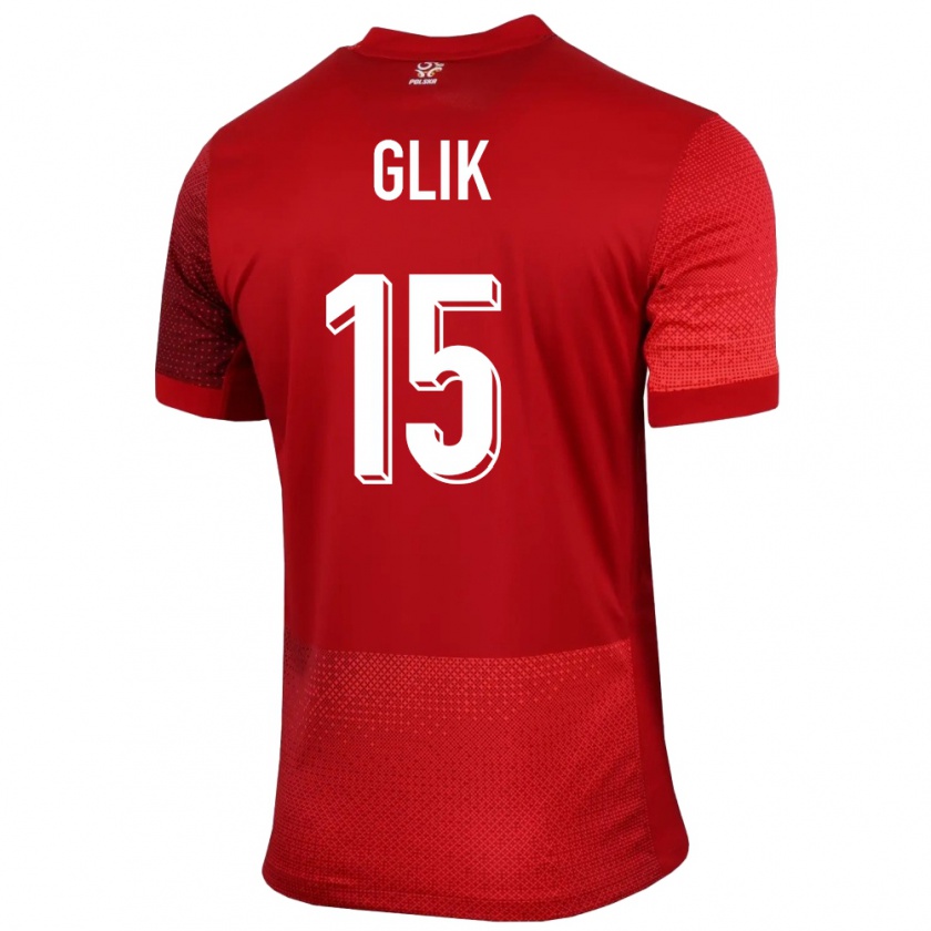 Kandiny Bambino Maglia Polonia Kamil Glik #15 Rosso Kit Gara Away 24-26 Maglietta