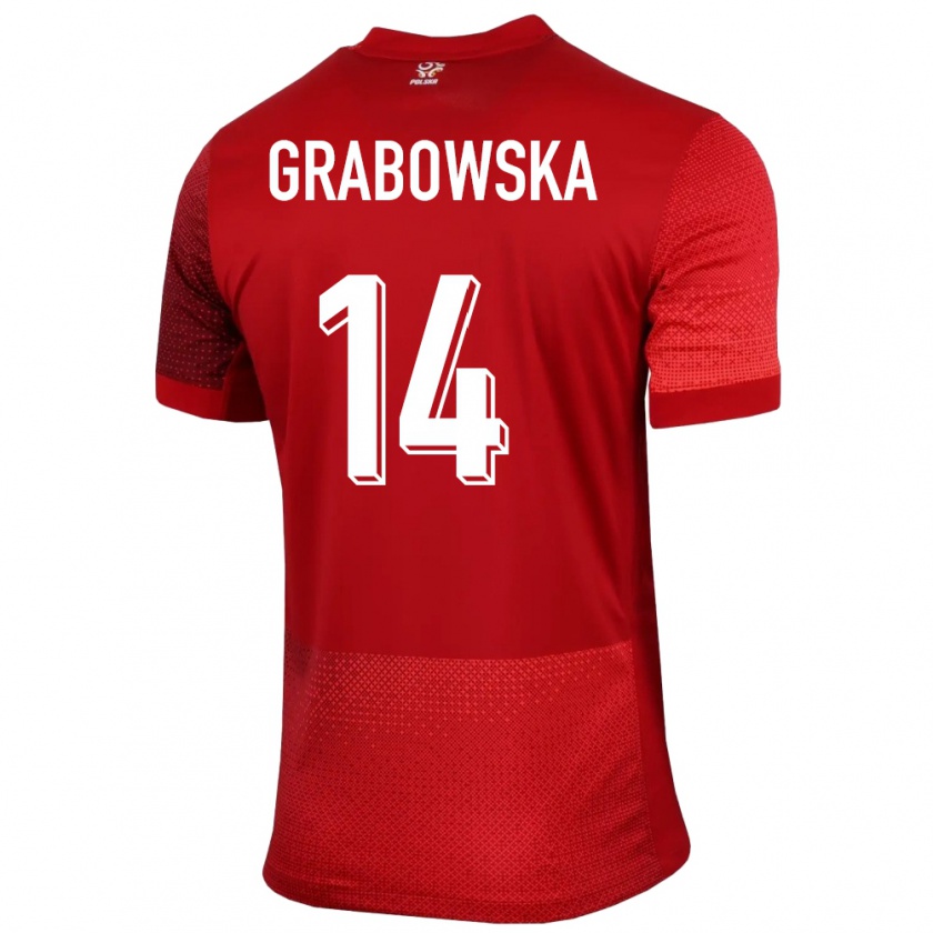 Kandiny Bambino Maglia Polonia Dominika Grabowska #14 Rosso Kit Gara Away 24-26 Maglietta