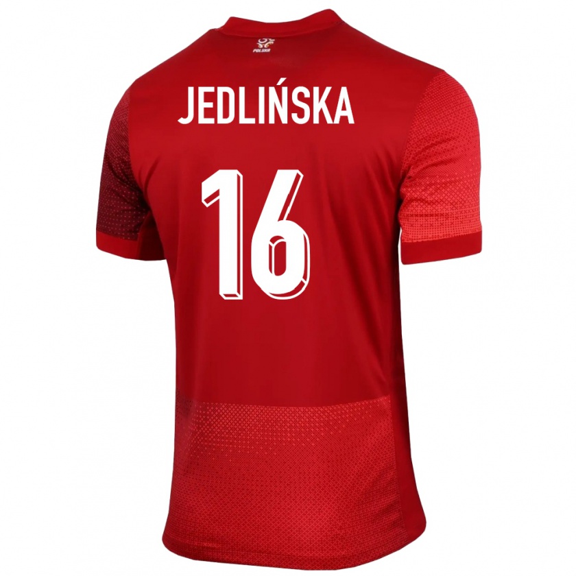 Kandiny Kinderen Polen Klaudia Jedlinska #16 Rood Uitshirt Uittenue 24-26 T-Shirt