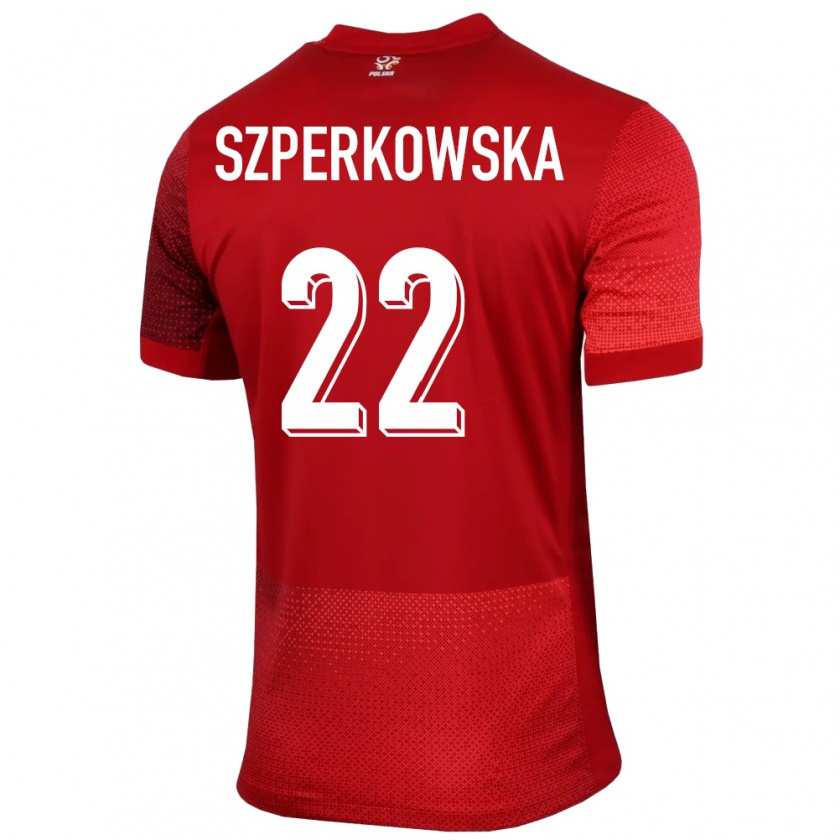 Kandiny Bambino Maglia Polonia Oliwia Szperkowska #22 Rosso Kit Gara Away 24-26 Maglietta