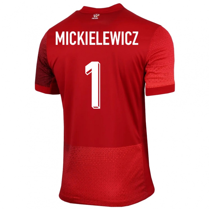 KandinyキッズポーランドAleksander Mickielewicz#1赤アウェイシャツ24-26ジャージーユニフォーム