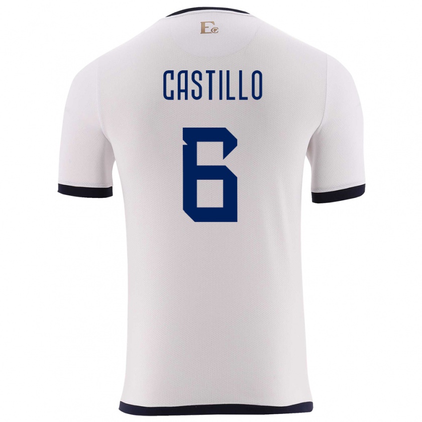 Kandiny Bambino Maglia Ecuador Byron Castillo #6 Bianco Kit Gara Away 24-26 Maglietta