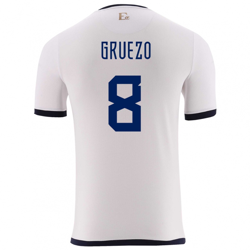 Kandiny Kinder Ecuador Carlos Gruezo #8 Weiß Auswärtstrikot Trikot 24-26 T-Shirt Österreich