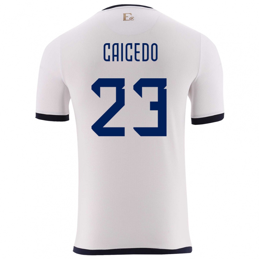 Kandiny Kinder Ecuador Moises Caicedo #23 Weiß Auswärtstrikot Trikot 24-26 T-Shirt Österreich