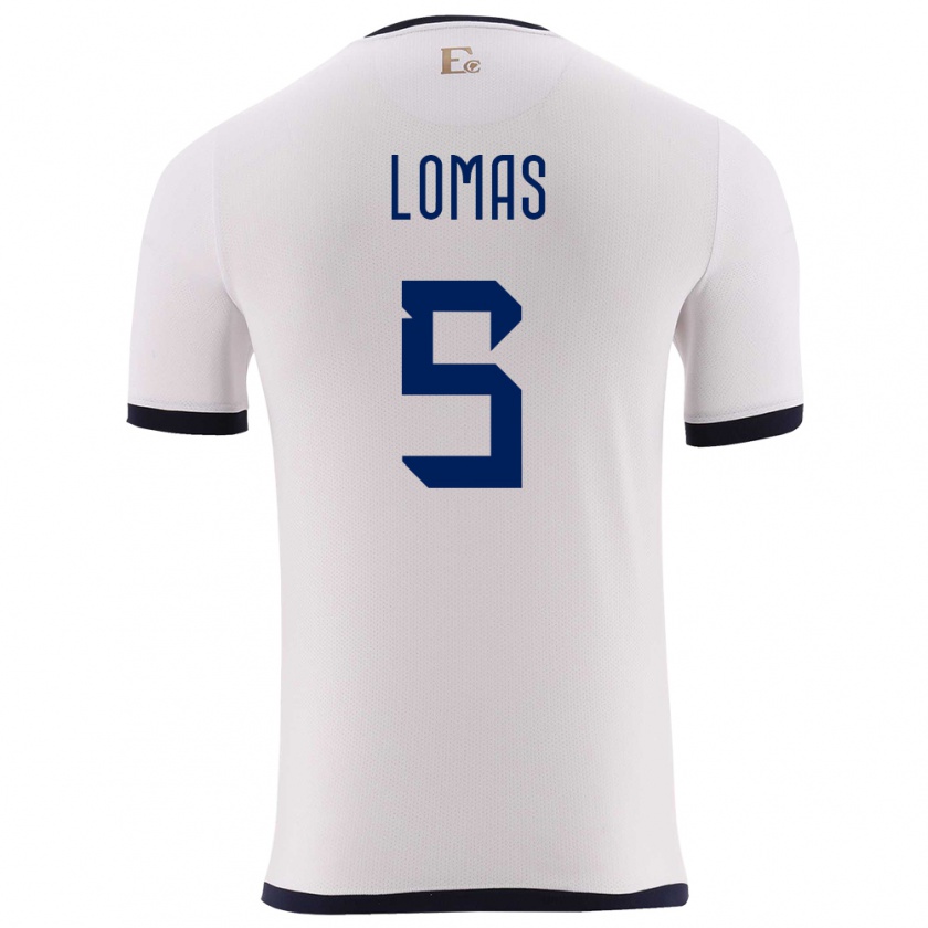 Kandiny Bambino Maglia Ecuador Ariana Lomas #5 Bianco Kit Gara Away 24-26 Maglietta