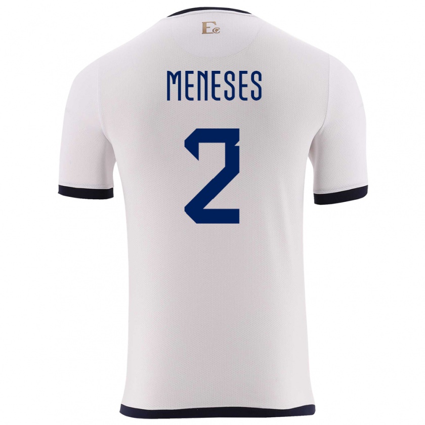 Kandiny Bambino Maglia Ecuador Randy Meneses #2 Bianco Kit Gara Away 24-26 Maglietta