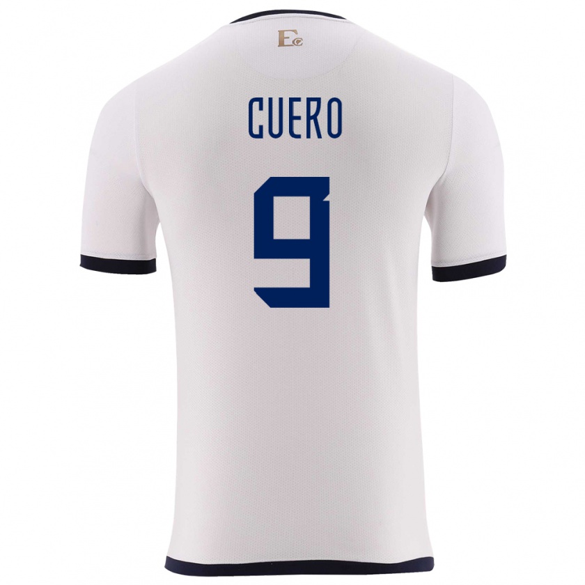 Kandiny Bambino Maglia Ecuador Justin Cuero #9 Bianco Kit Gara Away 24-26 Maglietta