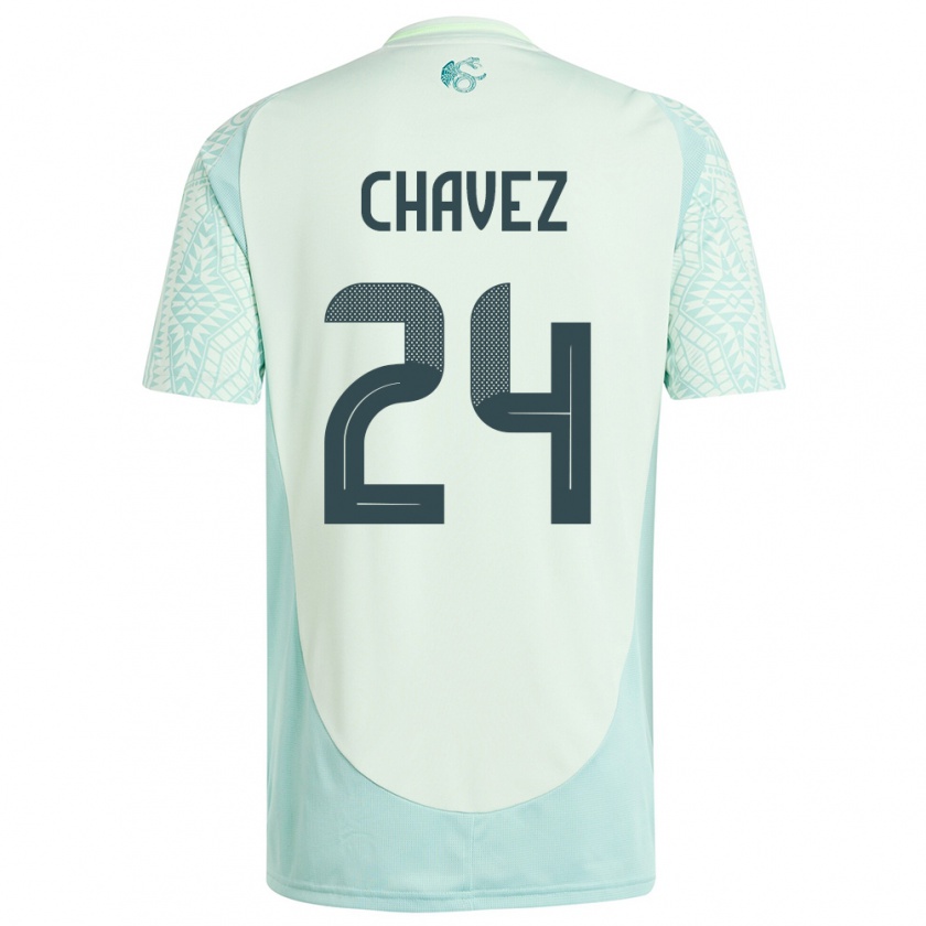 Kandiny Kinder Mexiko Luis Chavez #24 Leinengrün Auswärtstrikot Trikot 24-26 T-Shirt Österreich