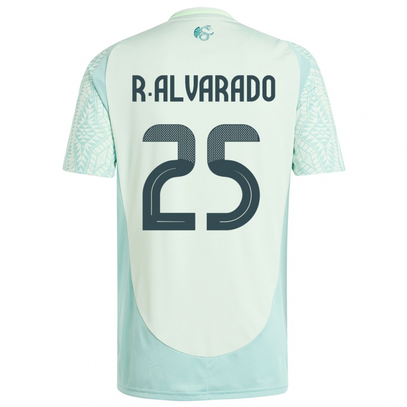 Kandiny Kinder Mexiko Roberto Alvarado #25 Leinengrün Auswärtstrikot Trikot 24-26 T-Shirt Österreich