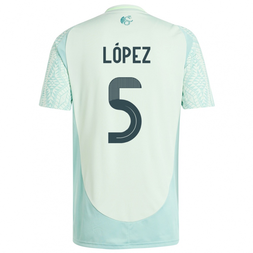 Kandiny Bambino Maglia Messico Jimena Lopez #5 Lino Verde Kit Gara Away 24-26 Maglietta