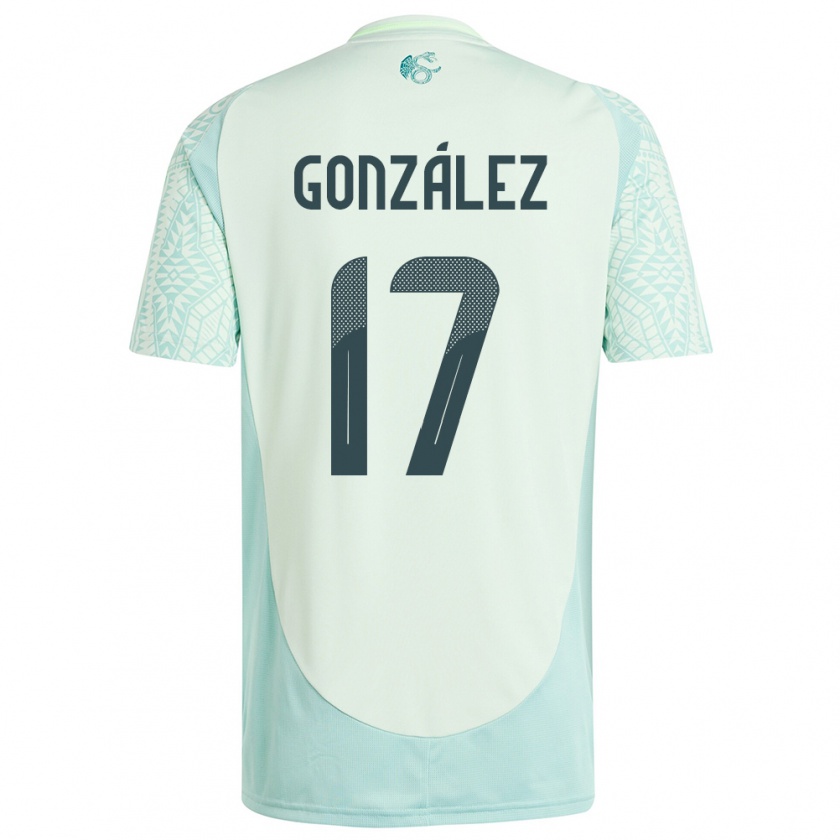 Kandiny Bambino Maglia Messico Alison Gonzalez #17 Lino Verde Kit Gara Away 24-26 Maglietta