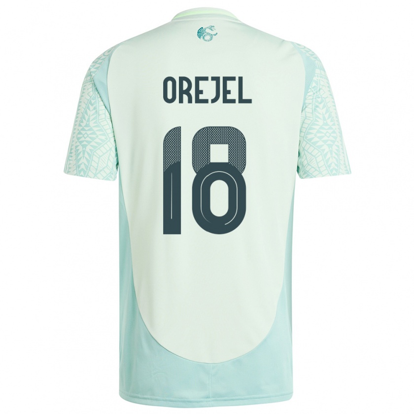 Kandiny Kinder Mexiko Jocelyn Orejel #18 Leinengrün Auswärtstrikot Trikot 24-26 T-Shirt Österreich