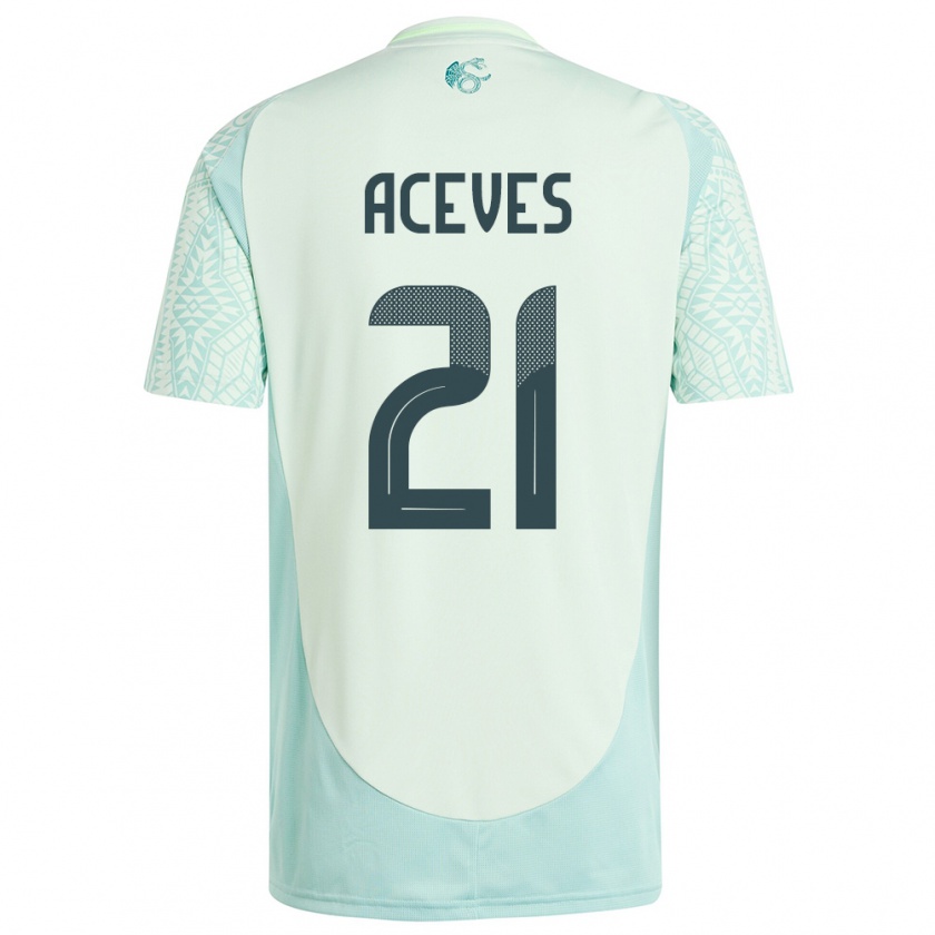 Kandiny Bambino Maglia Messico Daniel Aceves #21 Lino Verde Kit Gara Away 24-26 Maglietta