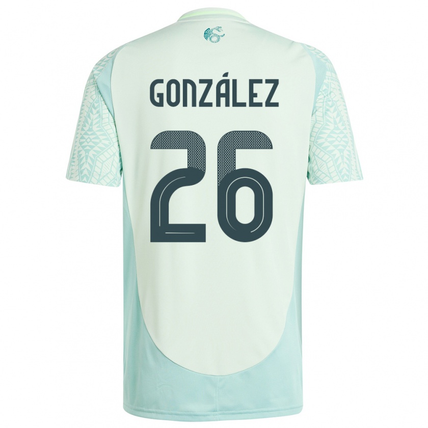 Kandiny Kinder Mexiko Bryan Gonzalez #26 Leinengrün Auswärtstrikot Trikot 24-26 T-Shirt Österreich