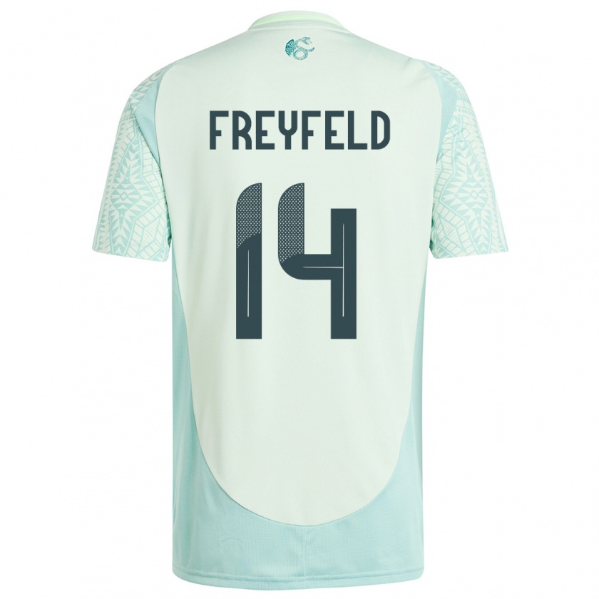 KandinyキッズメキシコEmiliano Freyfeld#14リネングリーンアウェイシャツ24-26ジャージーユニフォーム