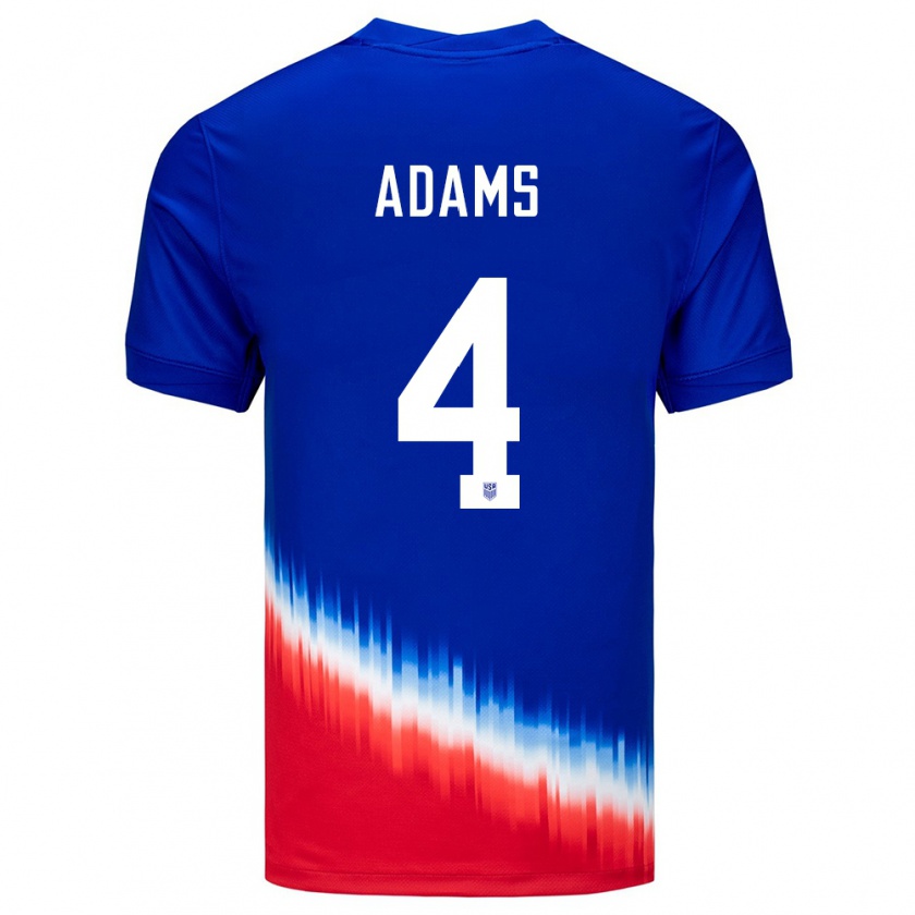 Kandiny Bambino Maglia Stati Uniti Tyler Adams #4 Blu Kit Gara Away 24-26 Maglietta