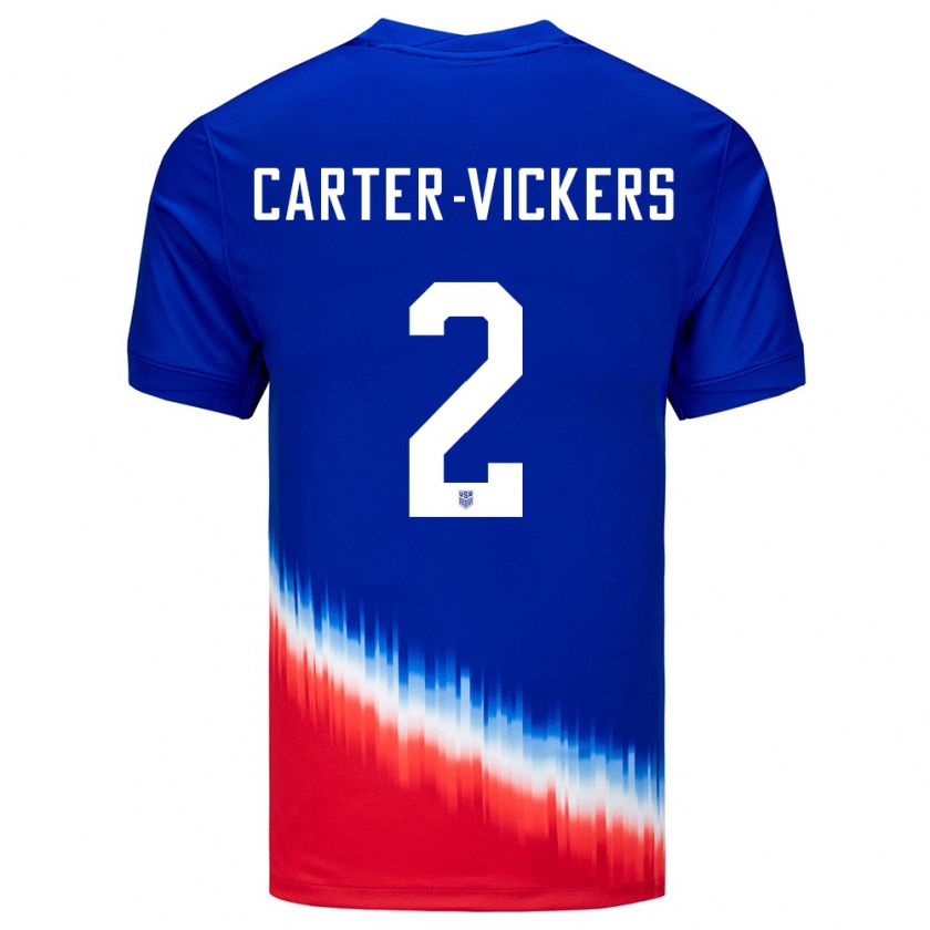 Kandiny Bambino Maglia Stati Uniti Cameron Carter-Vickers #2 Blu Kit Gara Away 24-26 Maglietta