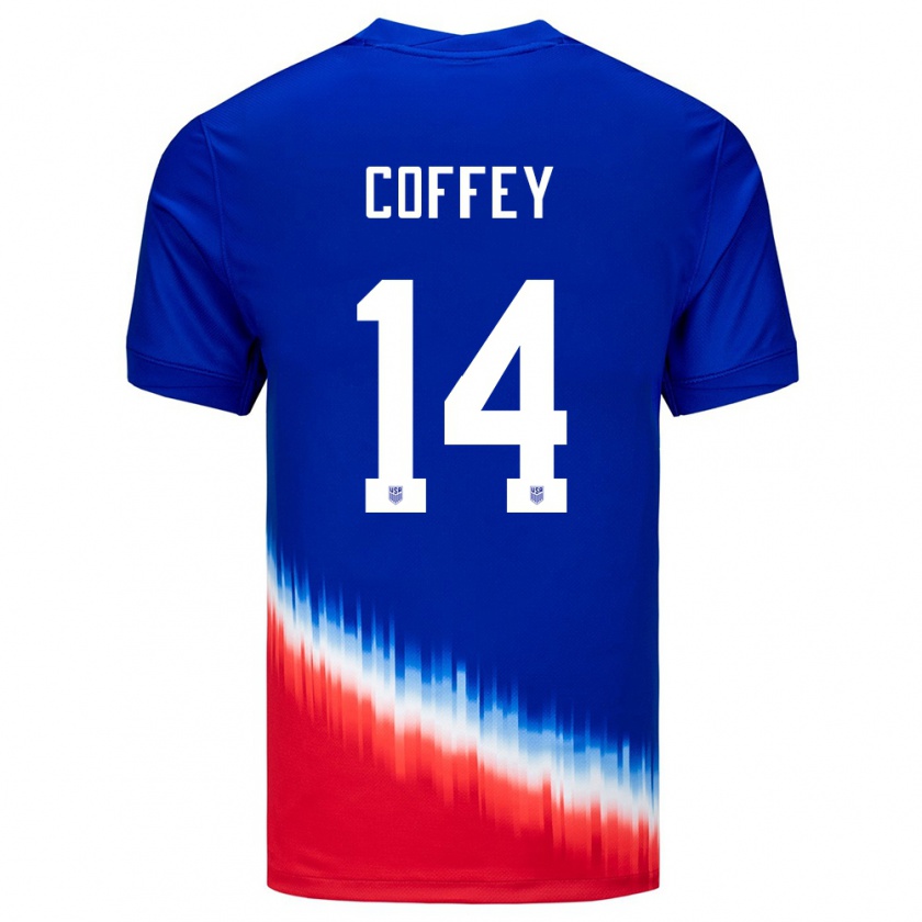 Kandiny Kinderen Verenigde Staten Sam Coffey #14 Blauw Uitshirt Uittenue 24-26 T-Shirt