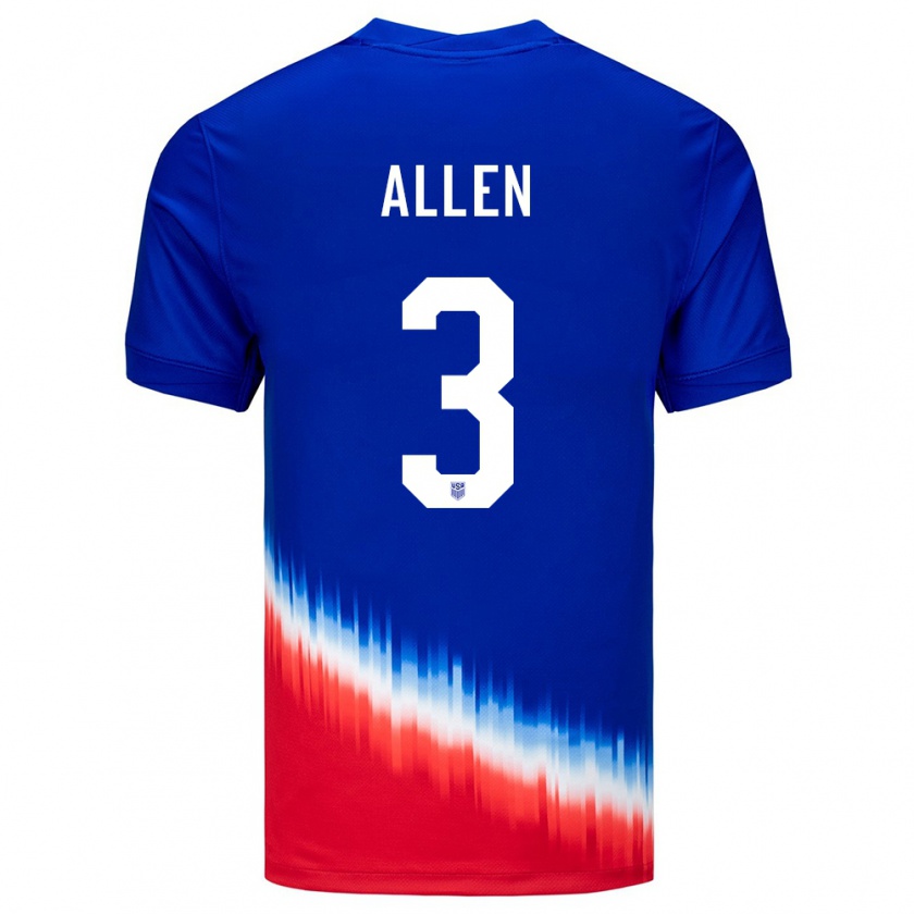 Kandiny Kinder Vereinigte Staaten Noah Allen #3 Blau Auswärtstrikot Trikot 24-26 T-Shirt Österreich