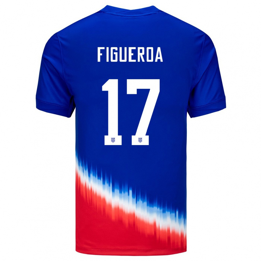 Kandiny Bambino Maglia Stati Uniti Keyrol Figueroa #17 Blu Kit Gara Away 24-26 Maglietta