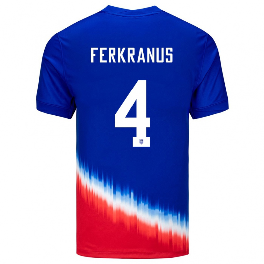 Kandiny Kinderen Verenigde Staten Marcus Ferkranus #4 Blauw Uitshirt Uittenue 24-26 T-Shirt