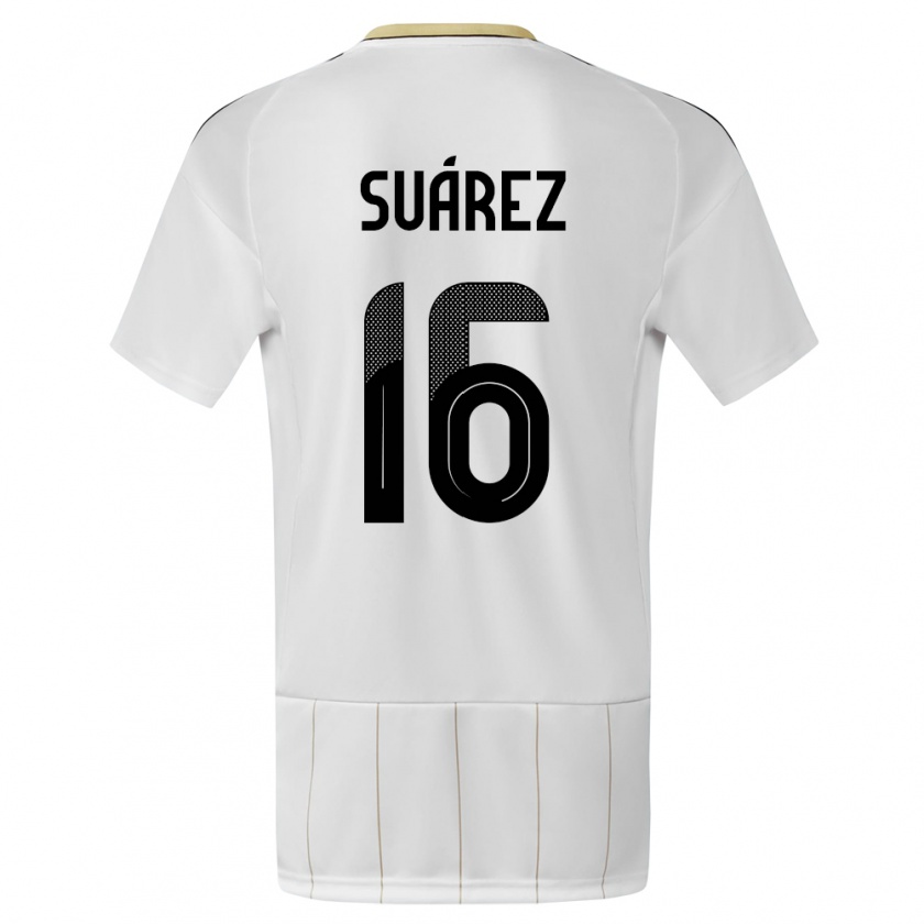 Kandiny Bambino Maglia Costa Rica Aaron Suarez #16 Bianco Kit Gara Away 24-26 Maglietta