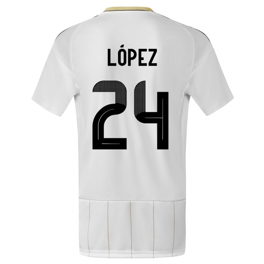 Kandiny Kinderen Costa Rica Douglas Lopez #24 Wit Uitshirt Uittenue 24-26 T-Shirt