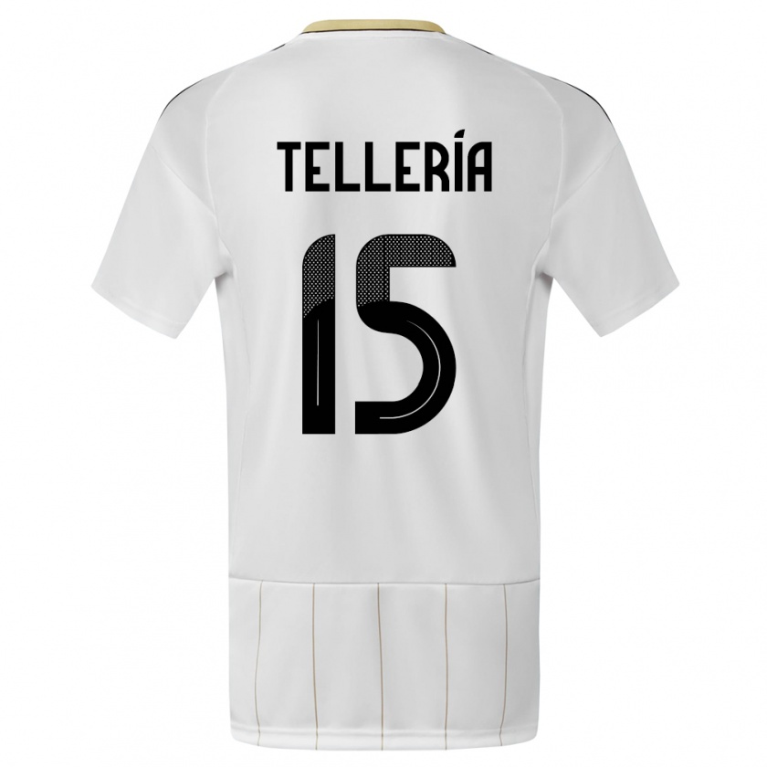 Kandiny Bambino Maglia Costa Rica Jostin Telleria #15 Bianco Kit Gara Away 24-26 Maglietta