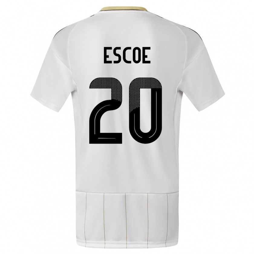 Kandiny Niño Camiseta Costa Rica Enyel Escoe #20 Blanco 2ª Equipación 24-26 La Camisa México