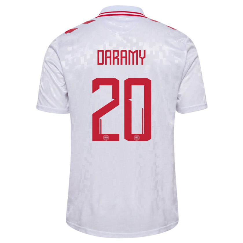 Kandiny Kinder Dänemark Mohamed Daramy #20 Weiß Auswärtstrikot Trikot 24-26 T-Shirt Österreich