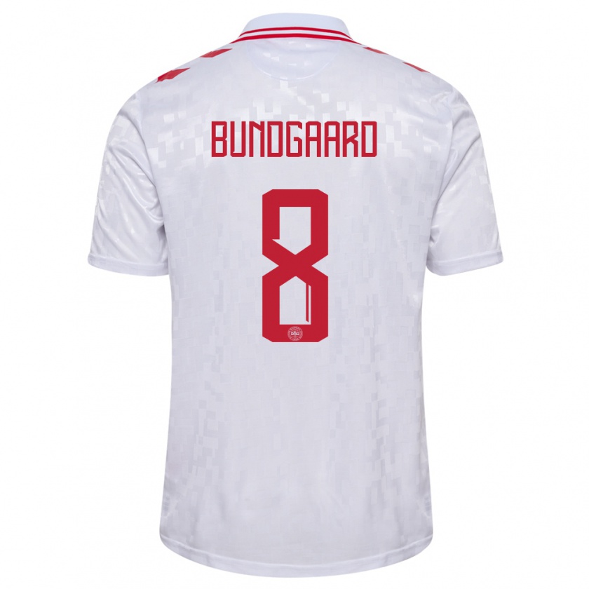 Kandiny Kinderen Denemarken Filip Bundgaard #8 Wit Uitshirt Uittenue 24-26 T-Shirt België