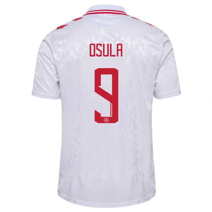 Kandiny Bambino Maglia Danimarca William Osula #9 Bianco Kit Gara Away 24-26 Maglietta