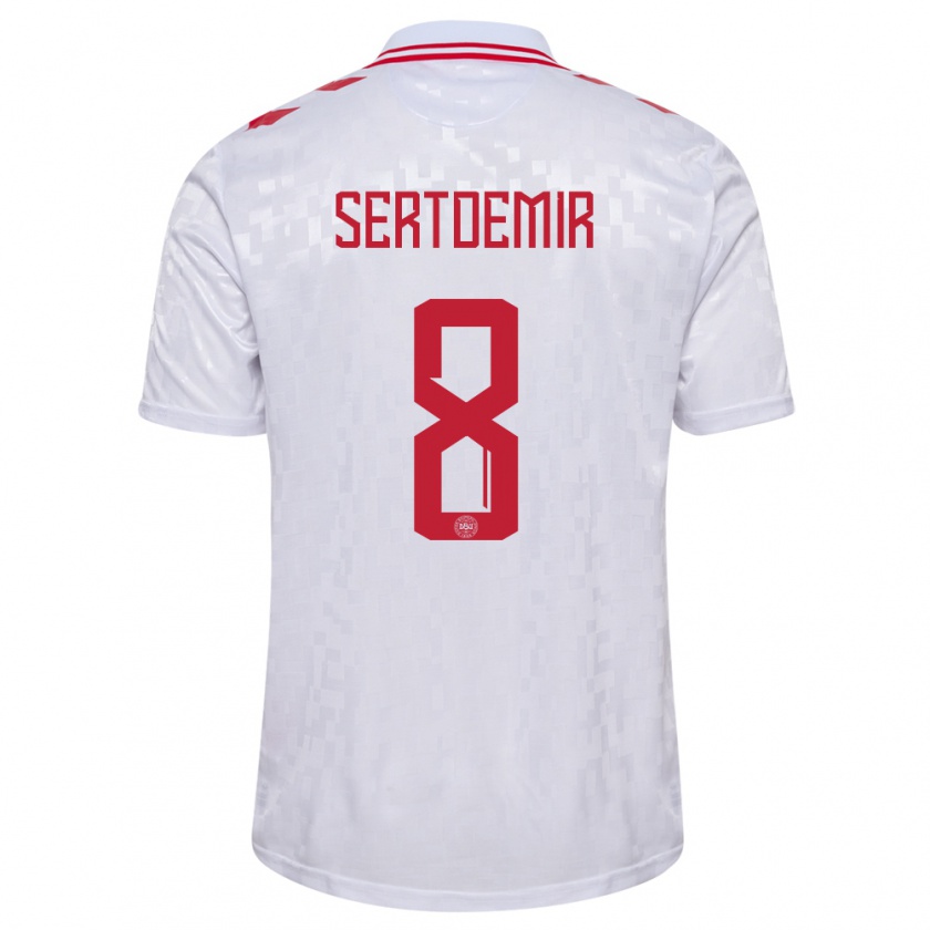 Kandiny Bambino Maglia Danimarca Zidan Sertdemir #8 Bianco Kit Gara Away 24-26 Maglietta