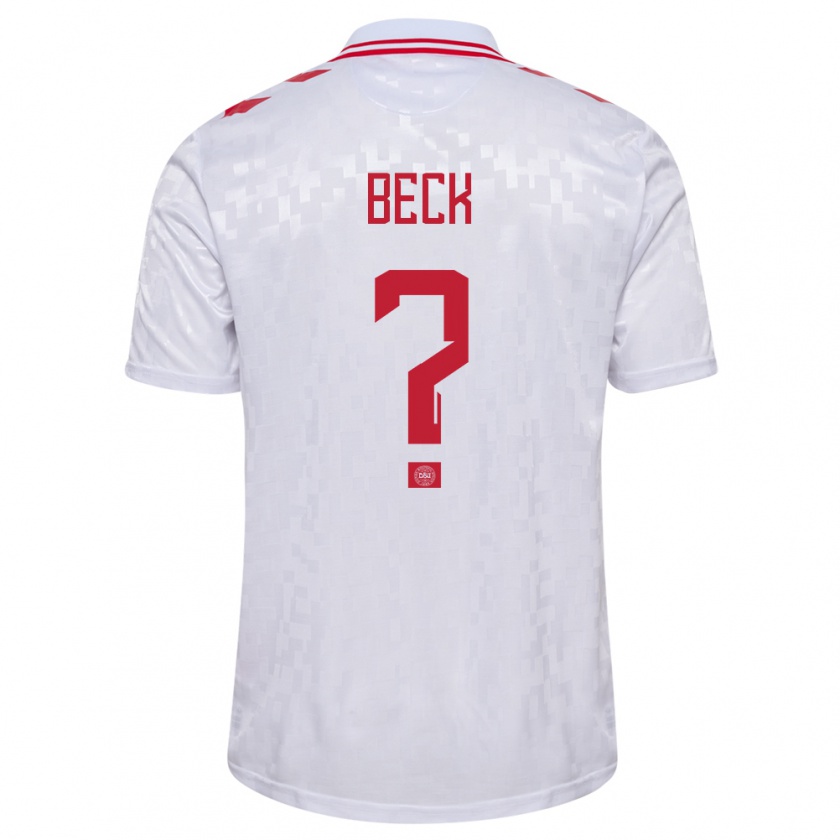 Kandiny Bambino Maglia Danimarca Julius Beck #0 Bianco Kit Gara Away 24-26 Maglietta