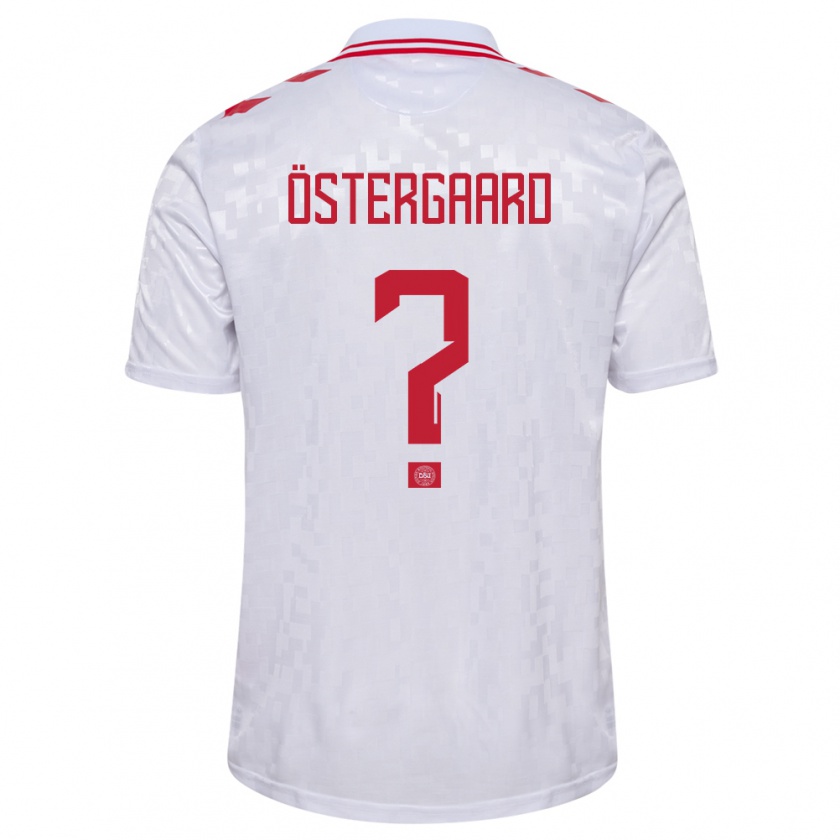 Kandiny Bambino Maglia Danimarca Christian Östergaard #0 Bianco Kit Gara Away 24-26 Maglietta