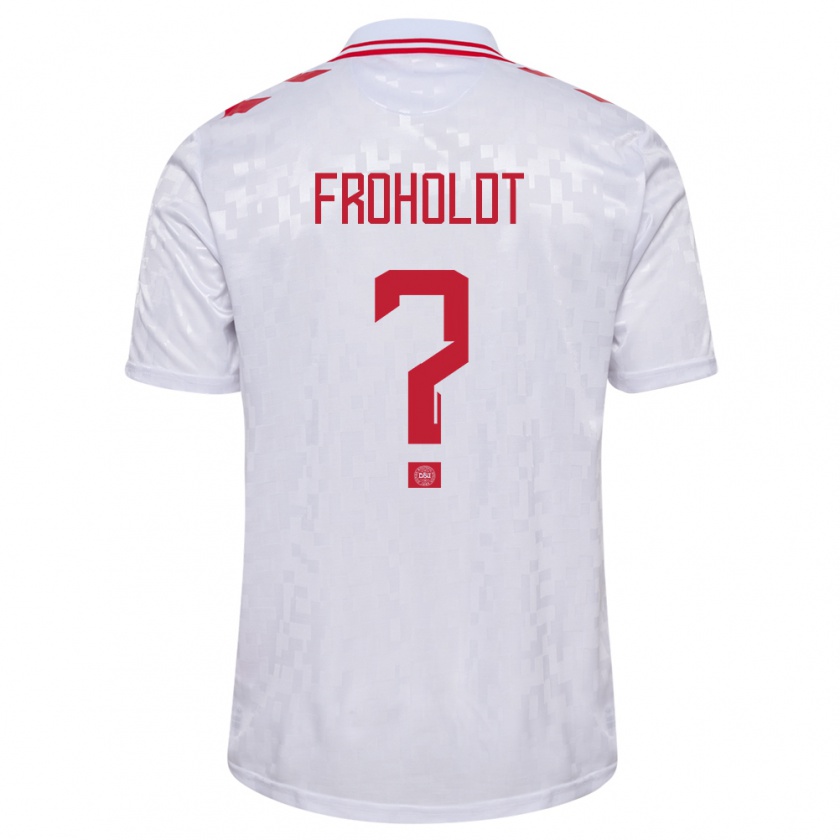 Kandiny Bambino Maglia Danimarca Victor Froholdt #0 Bianco Kit Gara Away 24-26 Maglietta