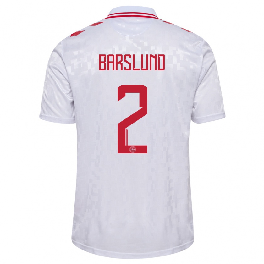 Kandiny Bambino Maglia Danimarca Kaare Barslund #2 Bianco Kit Gara Away 24-26 Maglietta