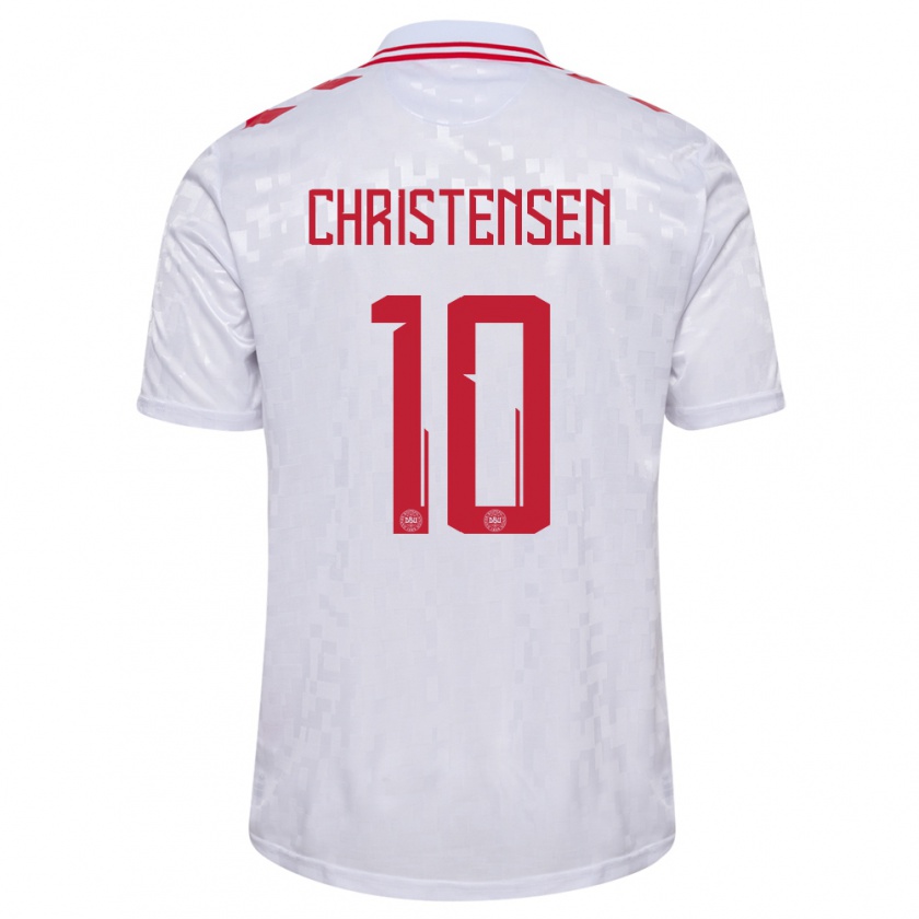 Kandiny Kinderen Denemarken Gustav Christensen #10 Wit Uitshirt Uittenue 24-26 T-Shirt België