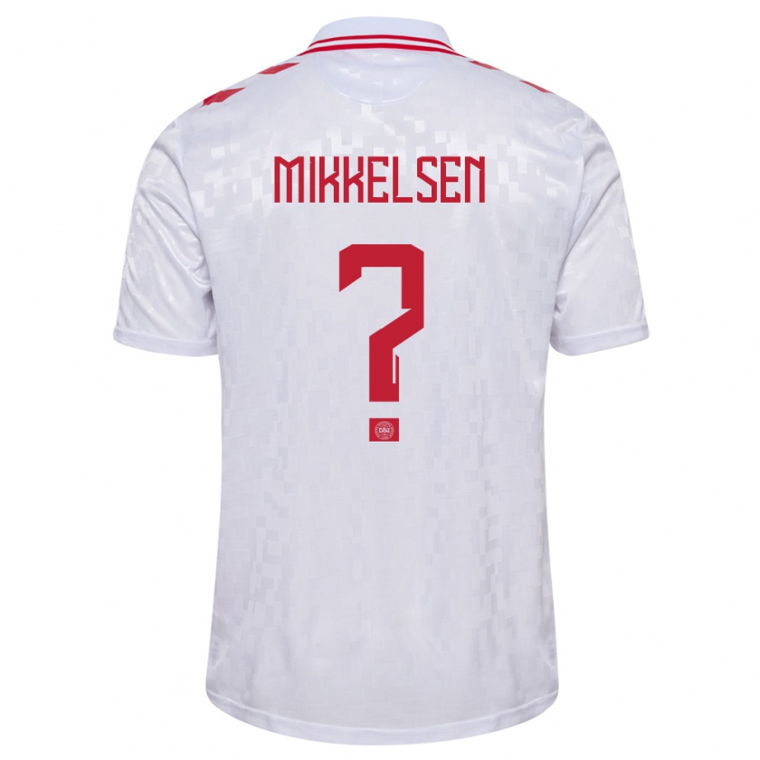 Kandiny Bambino Maglia Danimarca Sebastian Mikkelsen #0 Bianco Kit Gara Away 24-26 Maglietta