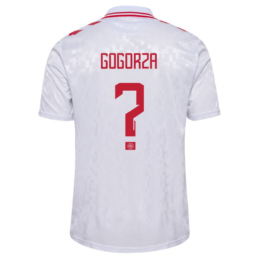 Kandiny Bambino Maglia Danimarca Mikel Gogorza #0 Bianco Kit Gara Away 24-26 Maglietta