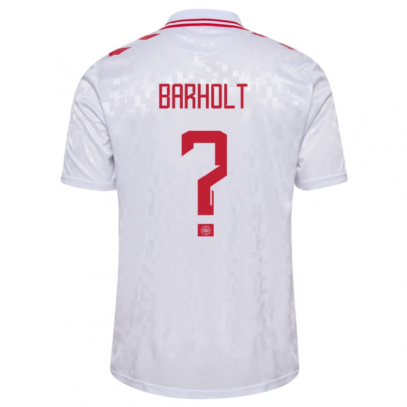 Kandiny Bambino Maglia Danimarca Noah Barholt #0 Bianco Kit Gara Away 24-26 Maglietta