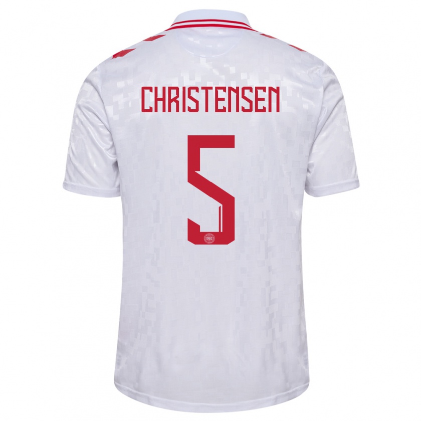 Kandiny Kinderen Denemarken Aske Christensen #5 Wit Uitshirt Uittenue 24-26 T-Shirt België