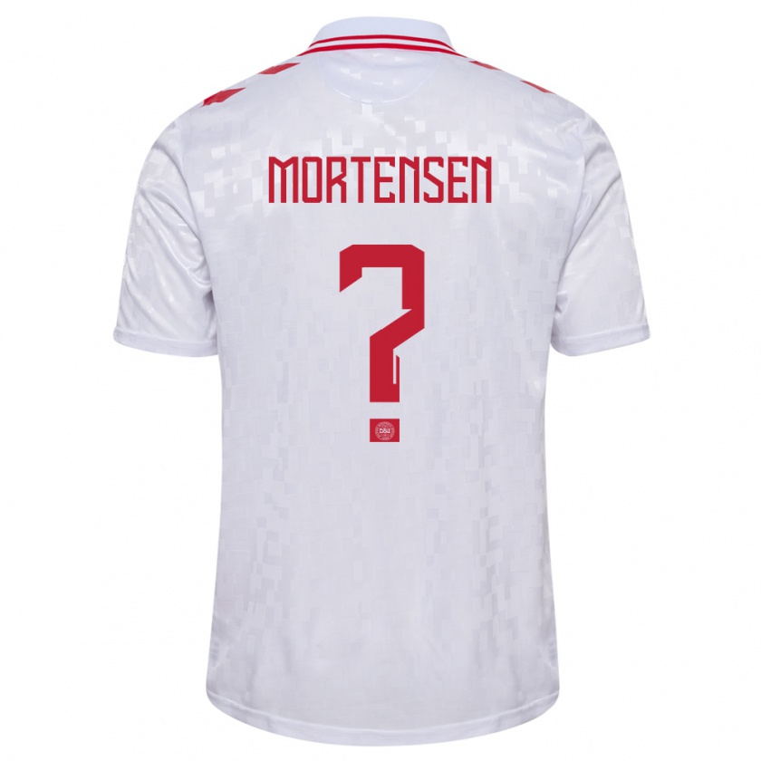 Kandiny Bambino Maglia Danimarca Malthe Mortensen #0 Bianco Kit Gara Away 24-26 Maglietta