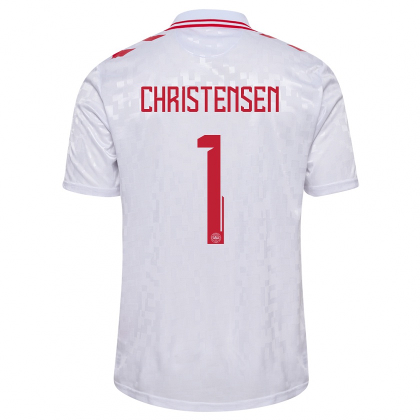 Kandiny Bambino Maglia Danimarca Lene Christensen #1 Bianco Kit Gara Away 24-26 Maglietta