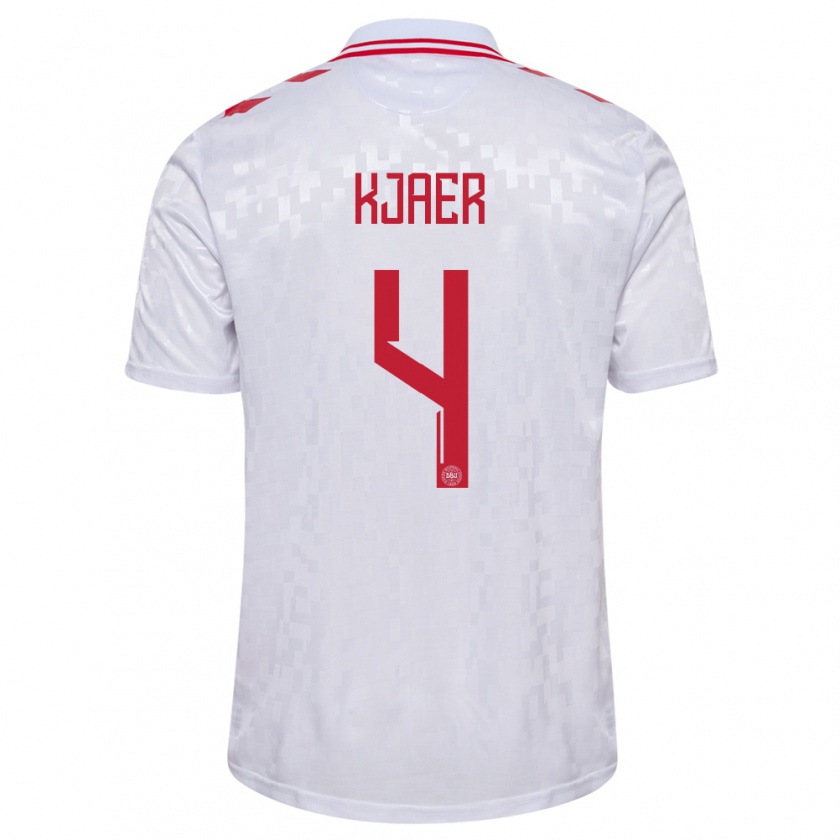 Kandiny Kinder Dänemark Simon Kjaer #4 Weiß Auswärtstrikot Trikot 24-26 T-Shirt Österreich