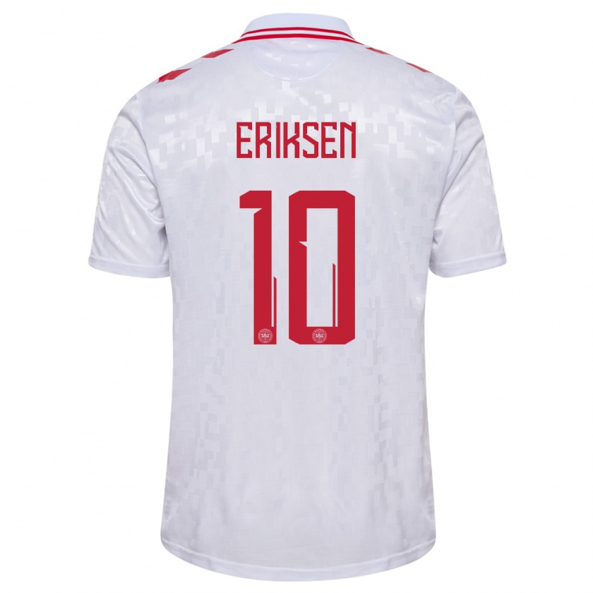 Kandiny Kinderen Denemarken Christian Eriksen #10 Wit Uitshirt Uittenue 24-26 T-Shirt België