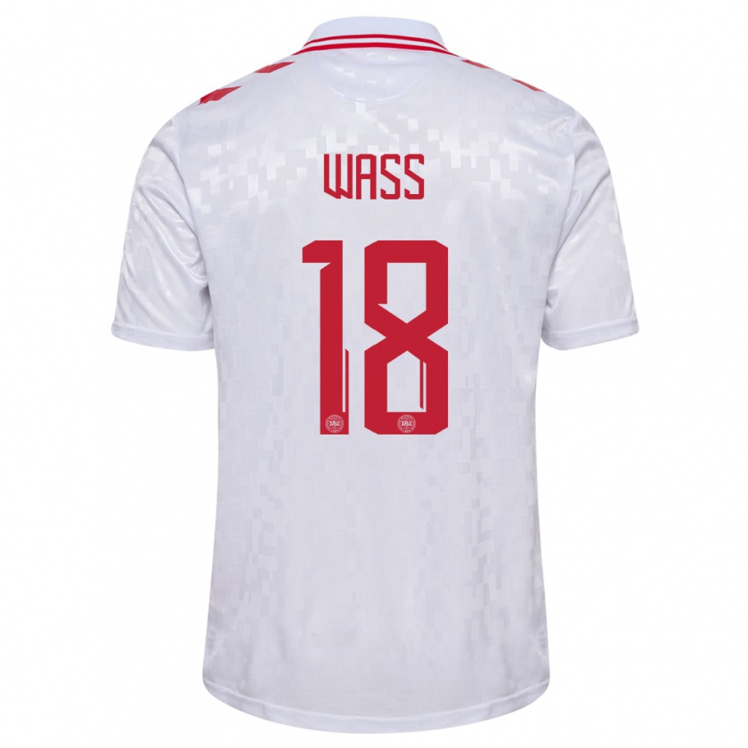 Kandiny Kinder Dänemark Daniel Wass #18 Weiß Auswärtstrikot Trikot 24-26 T-Shirt Österreich